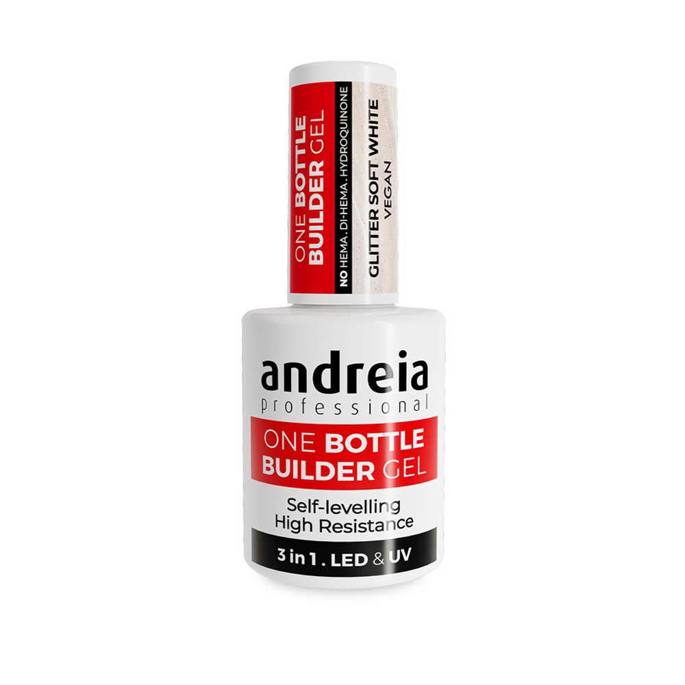 Andreia Professional One Bottle Builder Gel 3 In 1 - Aufbaugel 3 In 1 Geringe Viskosit&auml;t - Glitzer-Softwei&szlig; 14ml