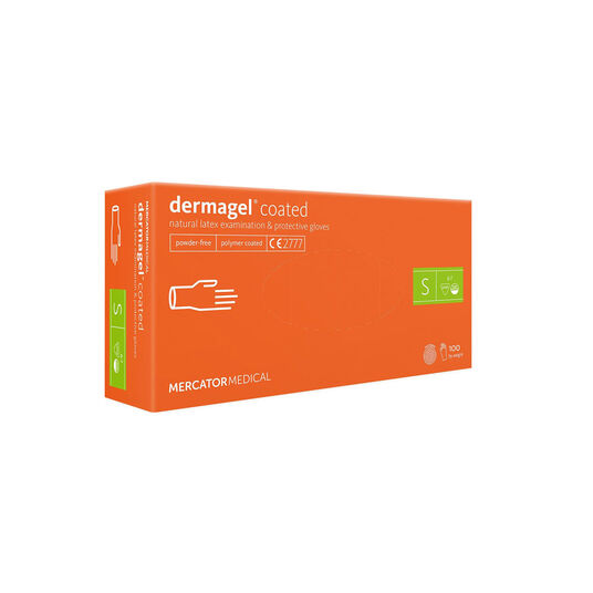 Mercator Medizinische Latexhandschuhe unsteril dermagel coated puderfrei Klein 100 St&uuml;ck