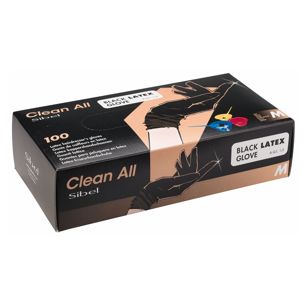 Clean All Einweghandschuhe Latex Schwarz M 100pcs