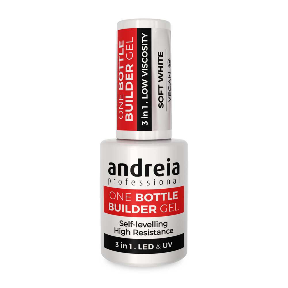 Andreia Professional One Bottle Builder Gel 3 In 1 - Aufbaugel 3 In 1 Geringe Viskosit&auml;t - Sanftes Wei&szlig; 14ml