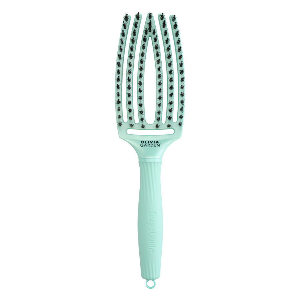 Olivia Garden Fingerbrush Care Iconic Wildschwein- und Nylonbürste Arktisches Licht Türkis