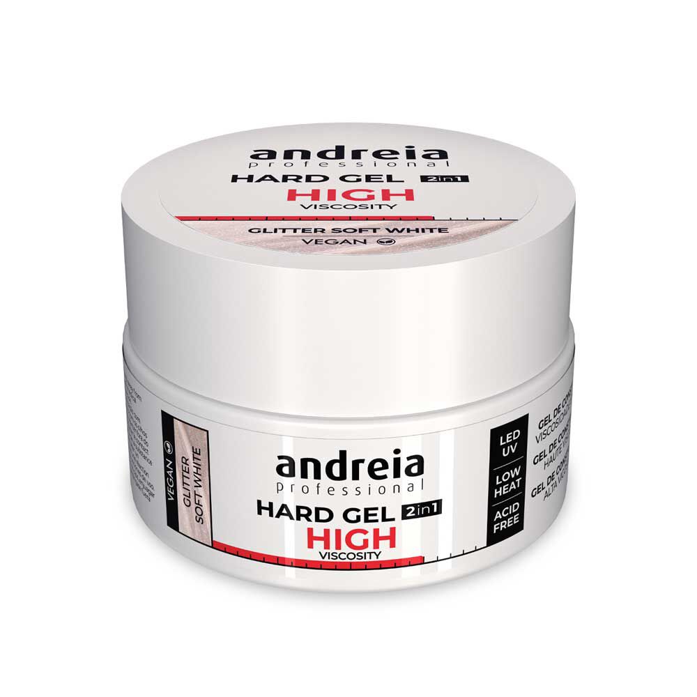 Andreia Professional Hard Gel 2 in 1 - Hohe Viskosität Glitzer sanftes Weiß 22g