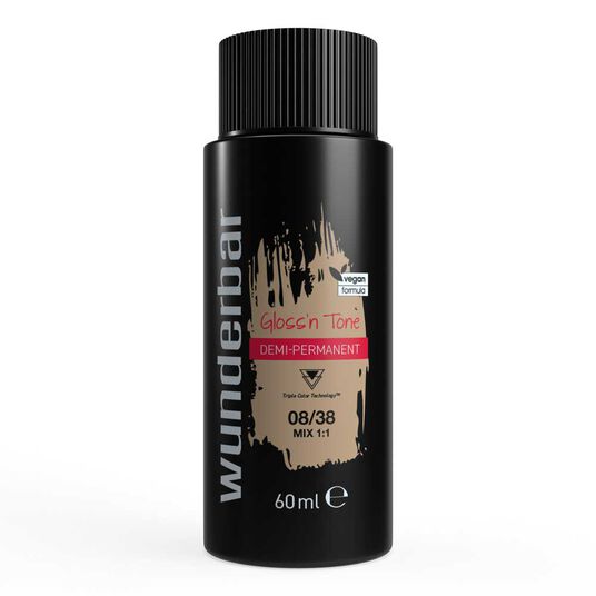 Wunderbar Gloss'n Tone Demi-Permanente Fl&uuml;ssighaarfarbe 08/38 Hellblond Gold Perl 60ml