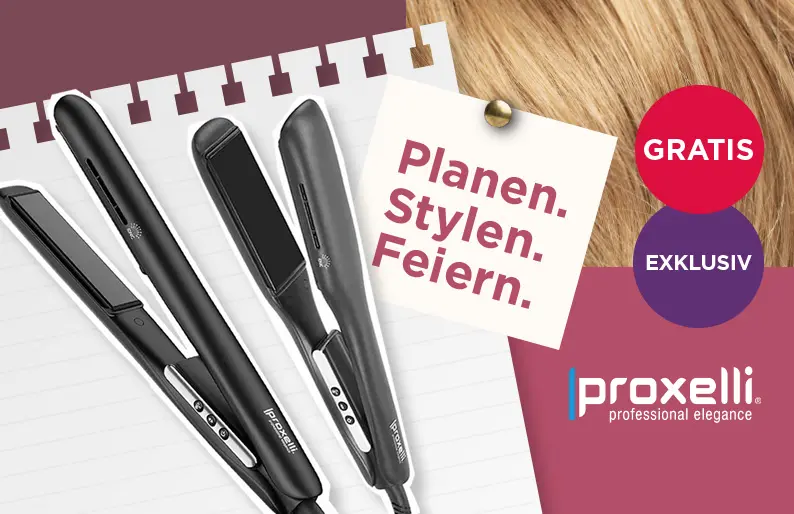 Für 400 € einkaufen und ein Proxelli Glätteisen GRATIS erhalten.