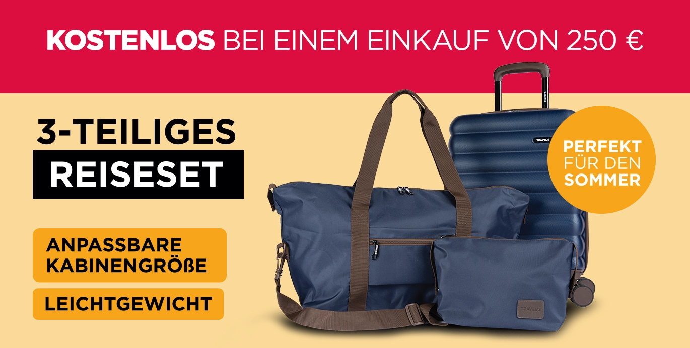 3-teiliges Reiseset gratis bei 250 € Einkauf